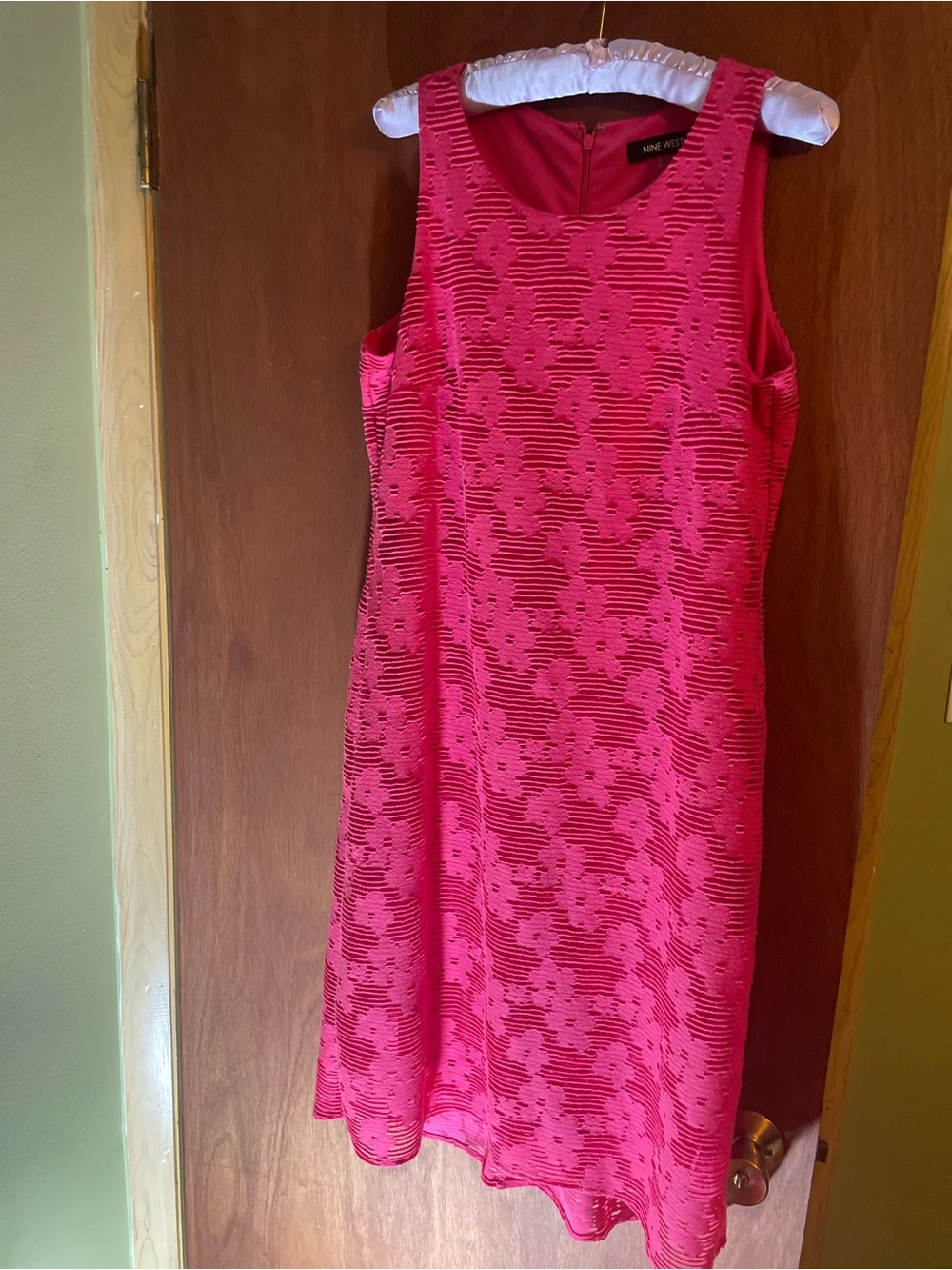 Nine West Hot Pink Floral Lace A-Line Dress